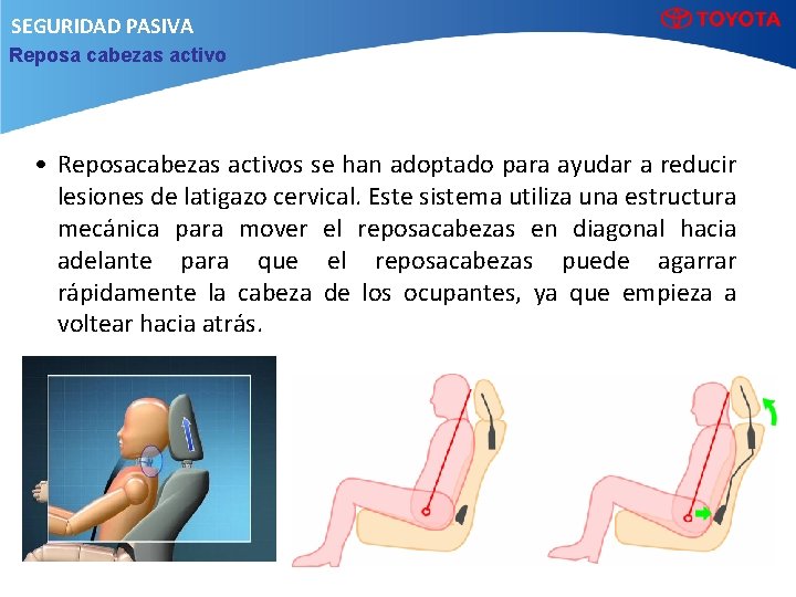 SEGURIDAD PASIVA Reposa cabezas activo • Reposacabezas activos se han adoptado para ayudar a