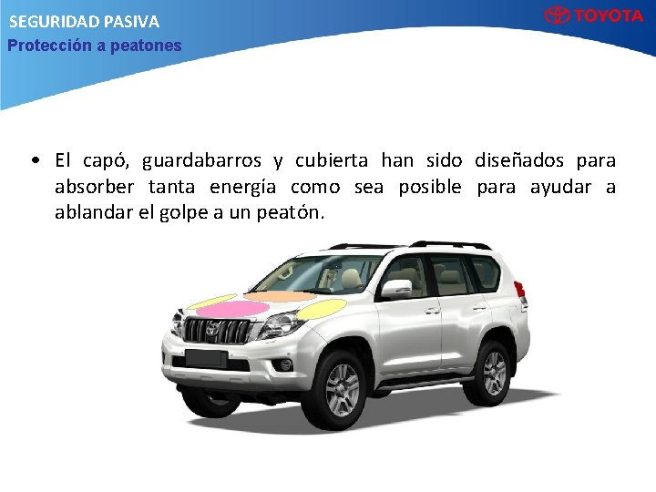 SEGURIDAD PASIVA Protección a peatones • El capó, guardabarros y cubierta han sido diseñados