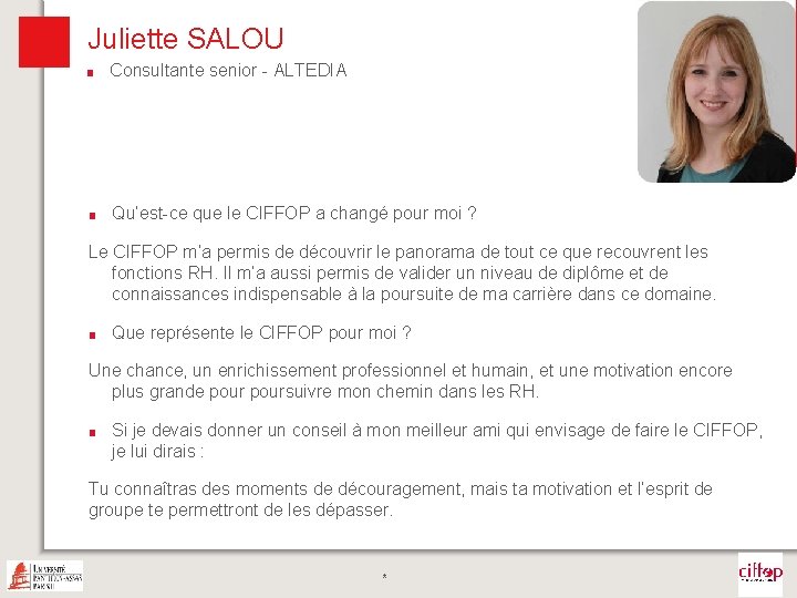 Juliette SALOU ■ Photo Consultante senior - ALTEDIA ■ Qu’est-ce que le CIFFOP a