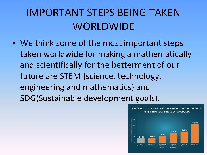 IMPORTANT STEPS BEING TAKEN WORLDWIDE • We think some of the most important steps