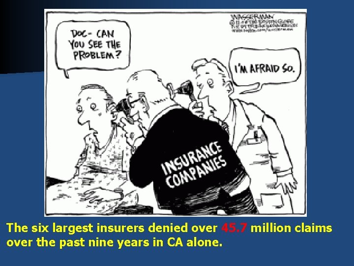 The six largest insurers denied over 45. 7 million claims over the past nine The six largest insurers denied over 45. 7 million claims over the past nine