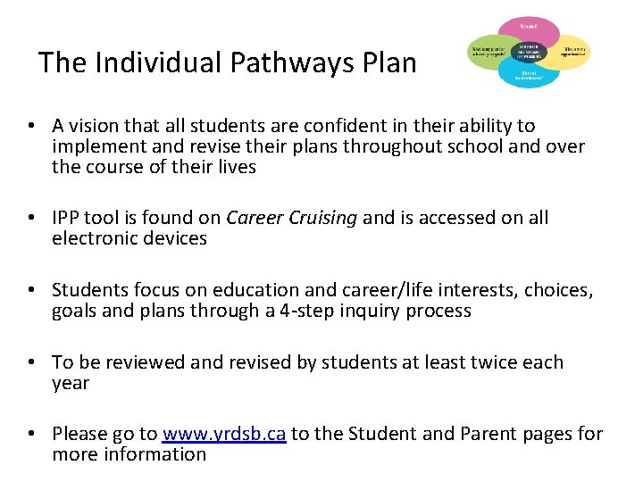 The Individual Pathways Plan • A vision that all students are confident in their