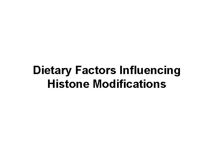 Dietary Factors Influencing Histone Modifications 