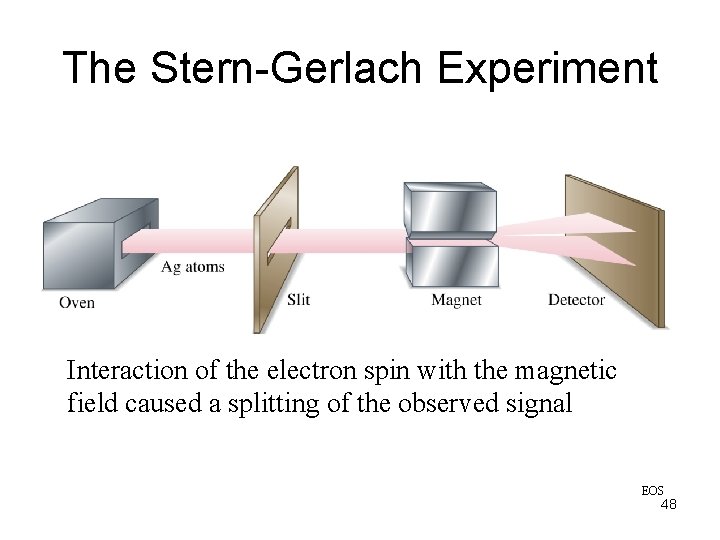 The Stern-Gerlach Experiment Interaction of the electron spin with the magnetic field caused a