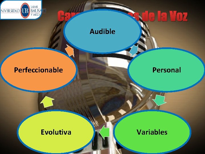 Características de la Voz Audible Perfeccionable Evolutiva Personal Variables 