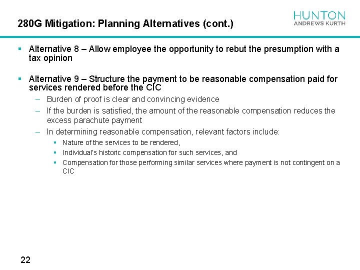 280 G Mitigation: Planning Alternatives (cont. ) § Alternative 8 – Allow employee the