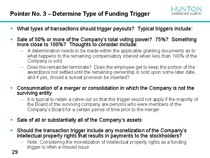 Pointer No. 3 – Determine Type of Funding Trigger § What types of transactions