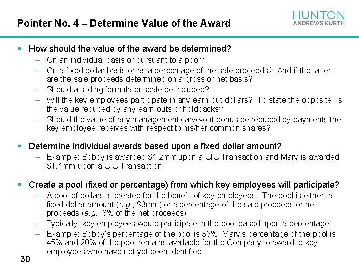 Pointer No. 4 – Determine Value of the Award § How should the value