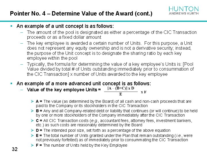 Pointer No. 4 – Determine Value of the Award (cont. ) § An example