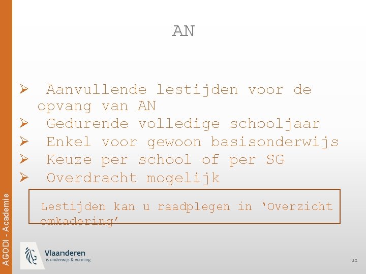 AN Ø Aanvullende lestijden voor de Ag. ODi -- Academie AGODI Academie Ø Ø