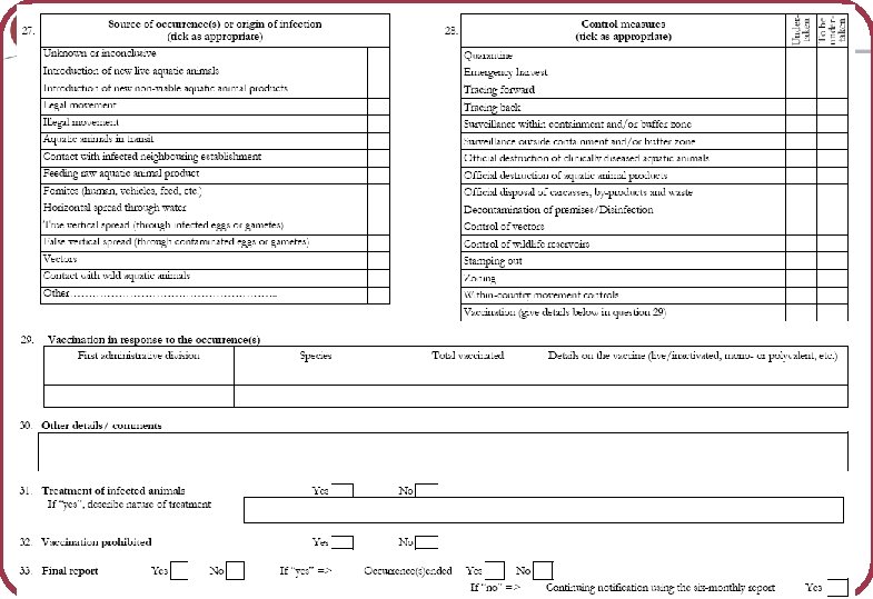 Aquatic animals – new forms for immediate notification and follow-up OIE World Animal Health