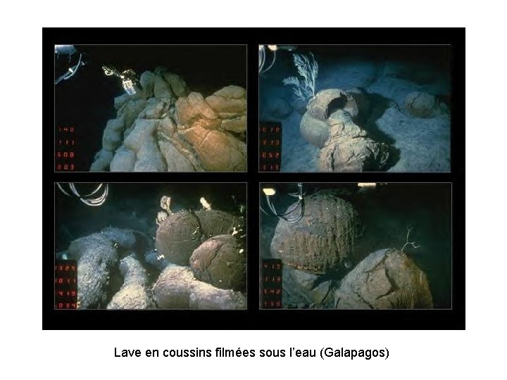 Lave en coussins filmées sous l’eau (Galapagos) Lave en coussins filmées sous l’eau (Galapagos)