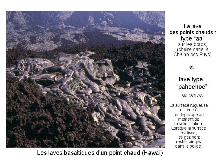 • La lave • des points chauds : • type “aa” • sur • La lave • des points chauds : • type “aa” • sur