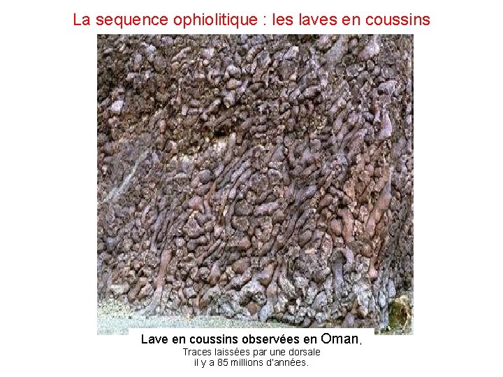 La sequence ophiolitique : les laves en coussins Lave en coussins observées en Oman, La sequence ophiolitique : les laves en coussins Lave en coussins observées en Oman,