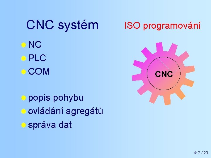 CNC systém ISO programování ® NC ® PLC ® COM CNC ® popis pohybu