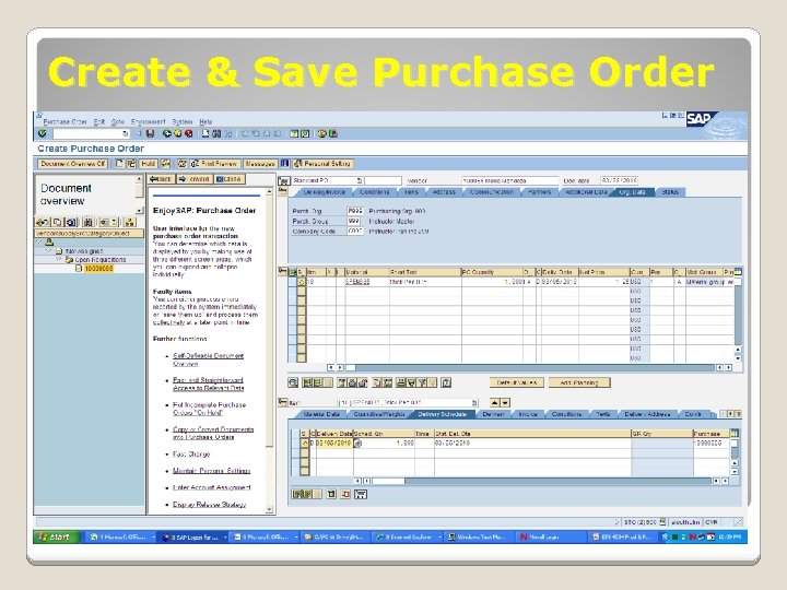Create & Save Purchase Order 