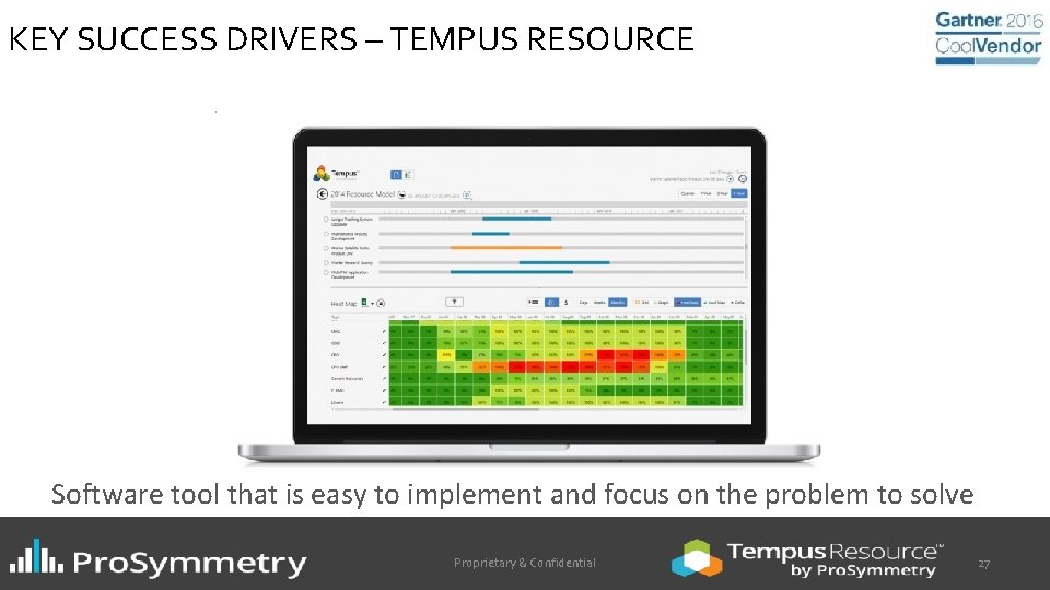 KEY SUCCESS DRIVERS – TEMPUS RESOURCE Software tool that is easy to implement and