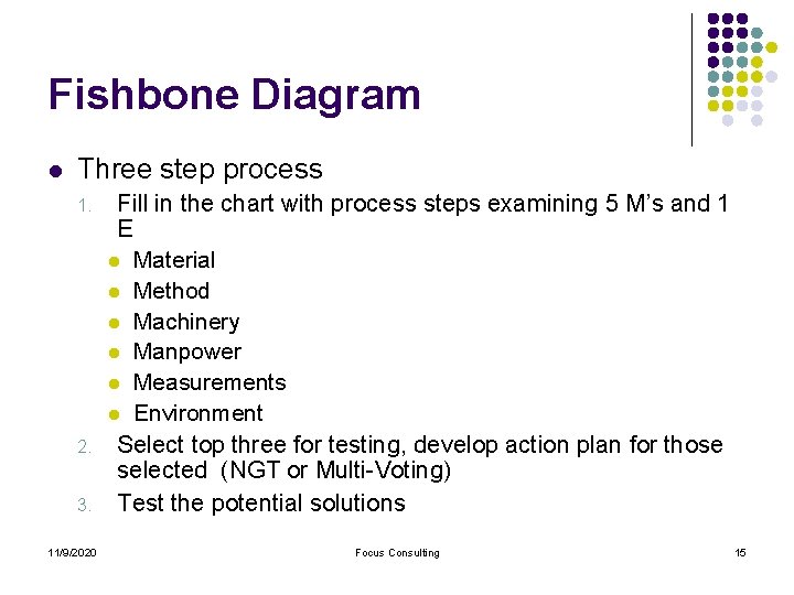 Fishbone Diagram l Three step process 1. 2. 3. 11/9/2020 Fill in the chart