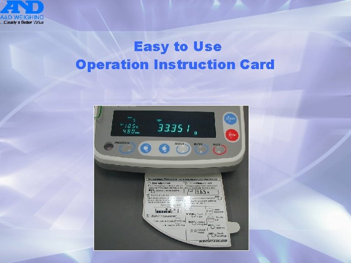 Easy to Use Operation Instruction Card 