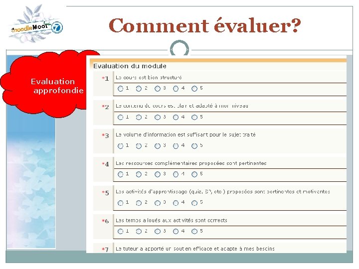 Comment évaluer? Evaluation approfondie 