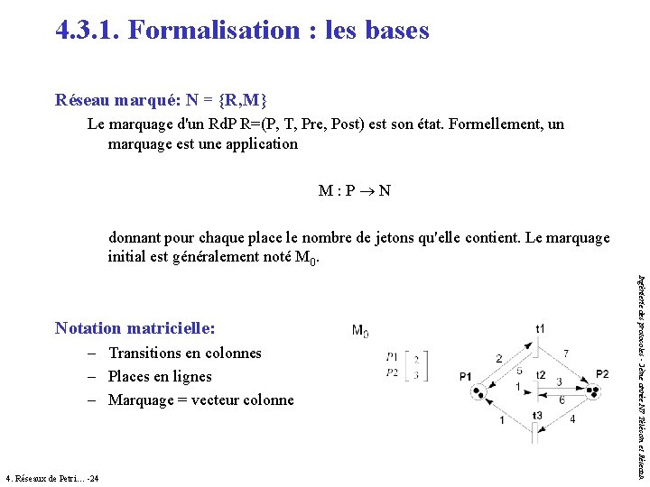 4. 3. 1. Formalisation : les bases Réseau marqué: N = {R, M} Le 4. 3. 1. Formalisation : les bases Réseau marqué: N = {R, M} Le