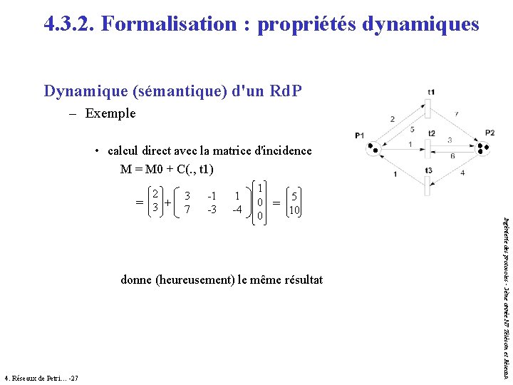 4. 3. 2. Formalisation : propriétés dynamiques Dynamique (sémantique) d'un Rd. P – Exemple 4. 3. 2. Formalisation : propriétés dynamiques Dynamique (sémantique) d'un Rd. P – Exemple