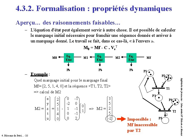 4. 3. 2. Formalisation : propriétés dynamiques Aperçu… des raisonnements faisables… – L'équation d'état 4. 3. 2. Formalisation : propriétés dynamiques Aperçu… des raisonnements faisables… – L'équation d'état