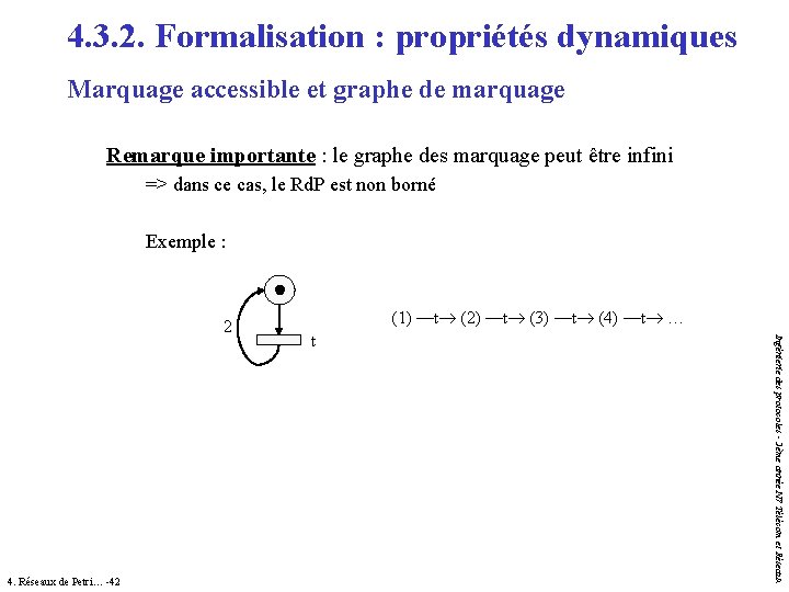 4. 3. 2. Formalisation : propriétés dynamiques Marquage accessible et graphe de marquage Remarque 4. 3. 2. Formalisation : propriétés dynamiques Marquage accessible et graphe de marquage Remarque