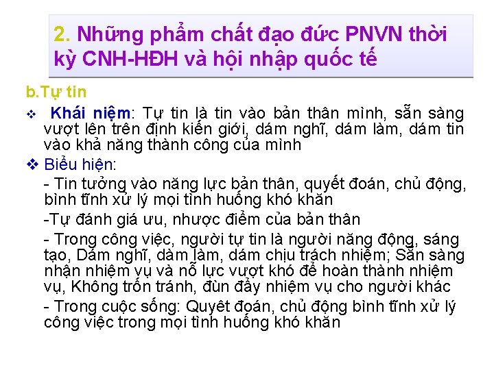 2. Những phẩm chất đạo đức PNVN thời kỳ CNH-HĐH và hội nhập quốc