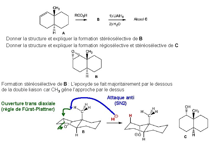 Donner la structure et expliquer la formation stéréosélective de B Donner la structure et