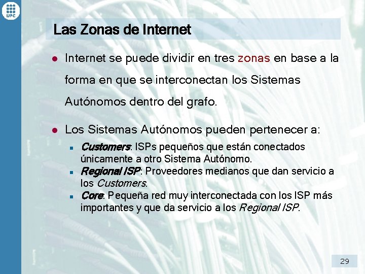 Las Zonas de Internet l Internet se puede dividir en tres zonas en base
