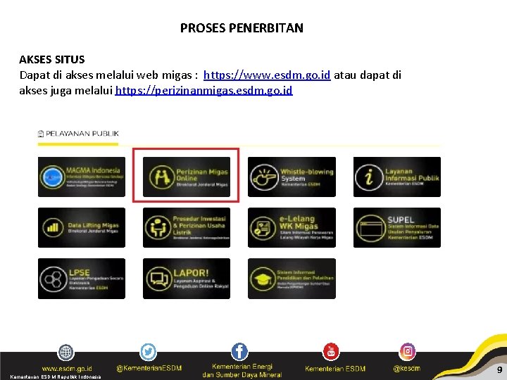 PROSES PENERBITAN AKSES SITUS Dapat di akses melalui web migas : https: //www. esdm.