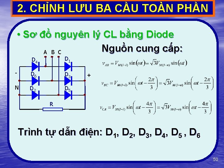 2. CHỈNH LƯU BA CẦU TOÀN PHẦN • Sơ đồ nguyên lý CL bằng