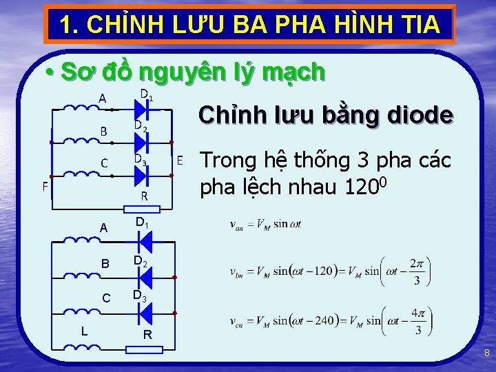 1. CHỈNH LƯU BA PHA HÌNH TIA • Sơ đồ nguyên lý mạch A