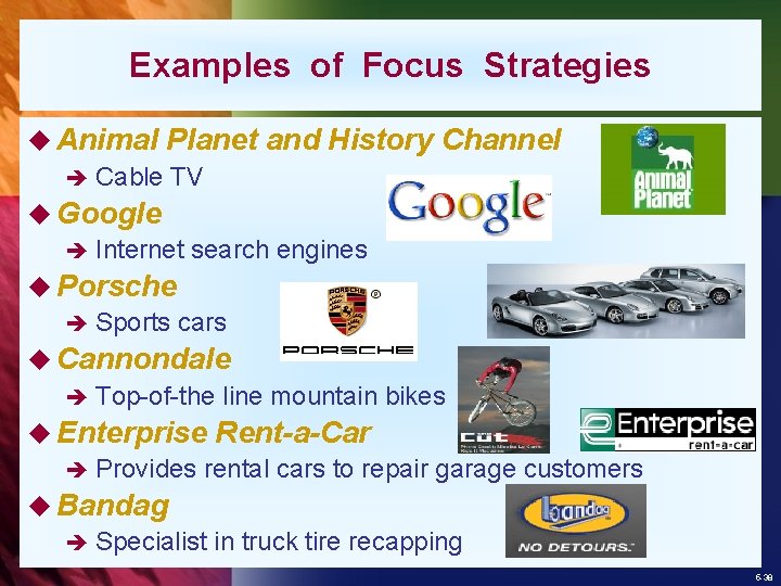 Examples of Focus Strategies u Animal Planet è Cable TV and History Channel u