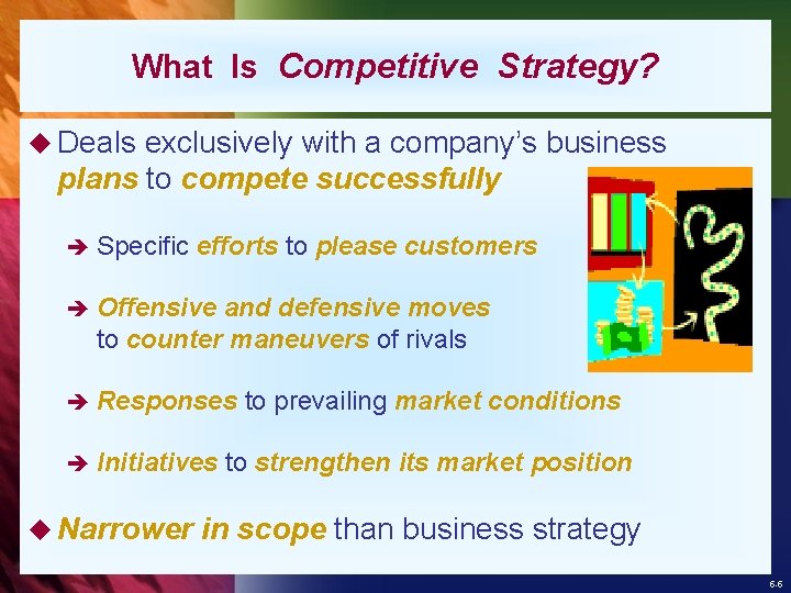 What Is Competitive Strategy? u Deals exclusively with a company’s business plans to compete