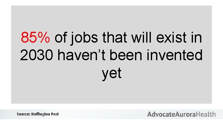 85% of jobs that will exist in 2030 haven’t been invented yet Source: Huffington