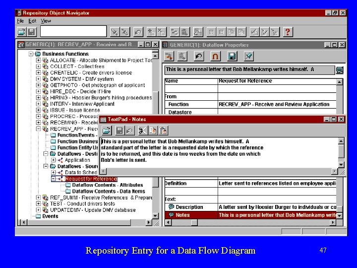 Repository Entry for a Data Flow Diagram 47 