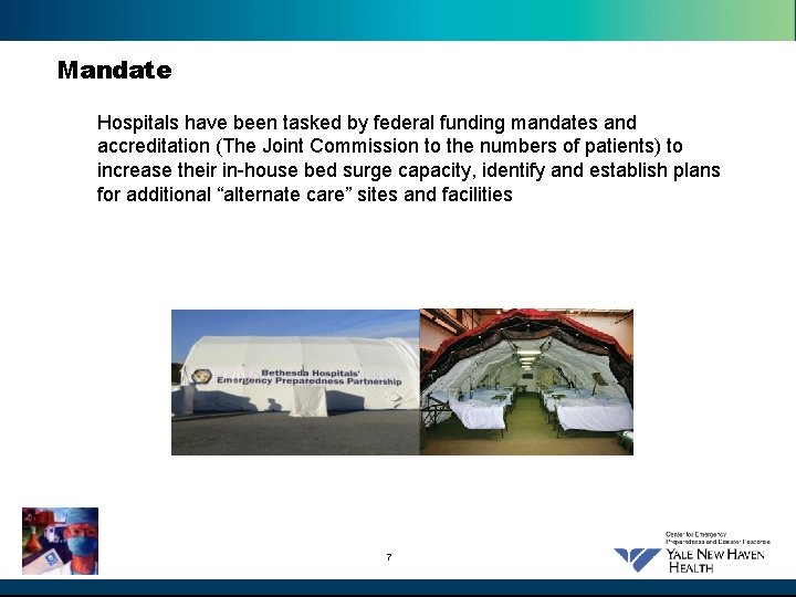 Mandate Hospitals have been tasked by federal funding mandates and accreditation (The Joint Commission