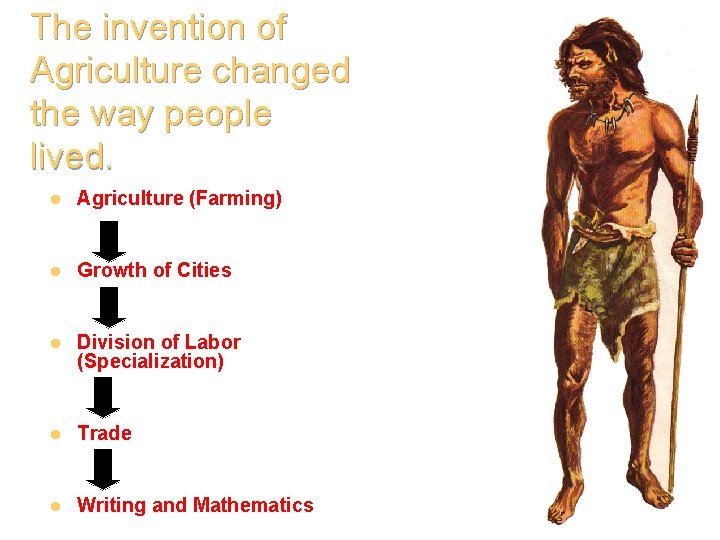 The invention of Agriculture changed the way people lived. l Agriculture (Farming) l Growth