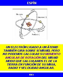 ESPÍN UN ELECTRÓN LIGADO A UN ÁTOMO TAMBIÉN GIRA SOBRE SÍ MISMO, PERO NO