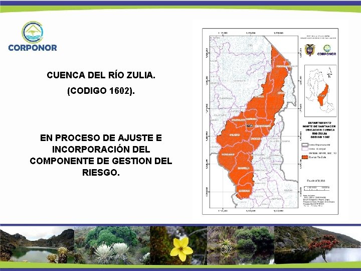 CUENCA DEL RÍO ZULIA. (CODIGO 1602). EN PROCESO DE AJUSTE E INCORPORACIÓN DEL COMPONENTE
