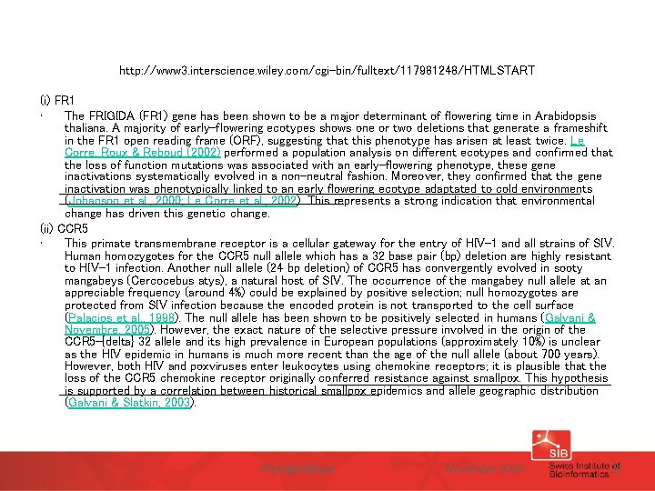 http: //www 3. interscience. wiley. com/cgi-bin/fulltext/117981248/HTMLSTART (i) FR 1 • The FRIGIDA (FR 1)