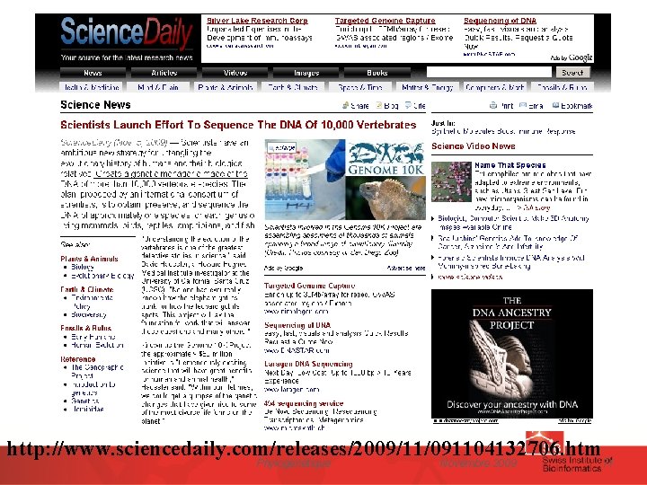 http: //www. sciencedaily. com/releases/2009/11/091104132706. htm Phylogénétique Novembre 2009 71 
