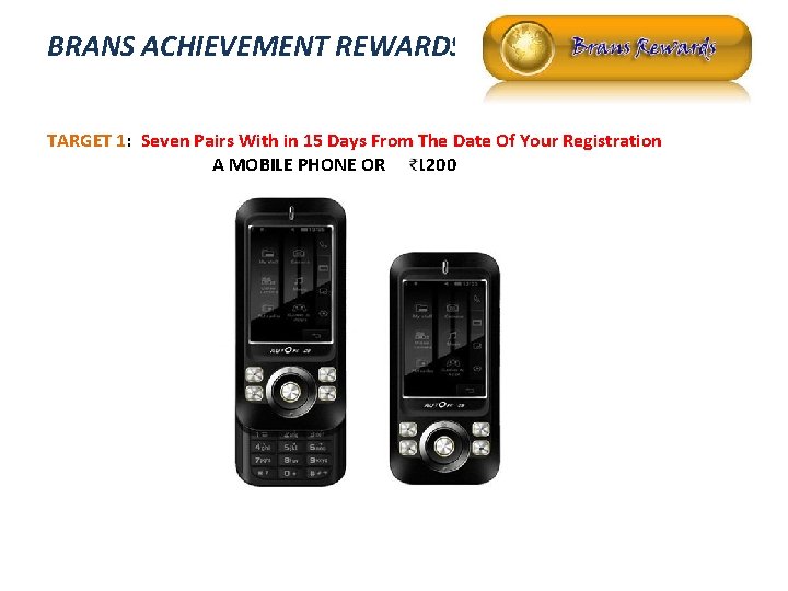 BRANS ACHIEVEMENT REWARDS TARGET 1: Seven Pairs With in 15 Days From The Date