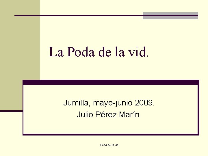 La Poda de la vid. Jumilla, mayo-junio 2009. Julio Pérez Marín. Poda de la
