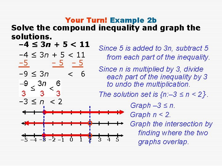 Your Turn! Example 2 b Solve the compound inequality and graph the solutions. –