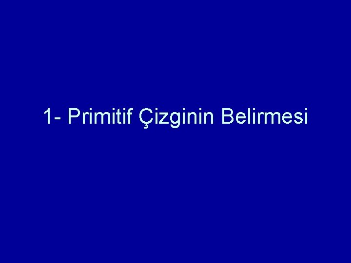 1 - Primitif Çizginin Belirmesi 1 - Primitif Çizginin Belirmesi