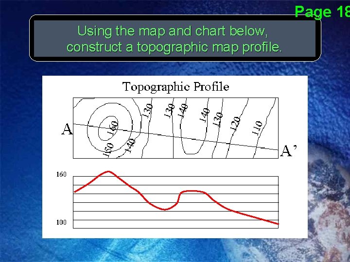 Page 18 Using the map and chart below, construct a topographic map profile. 