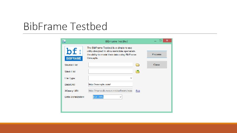 Bib. Frame Testbed 